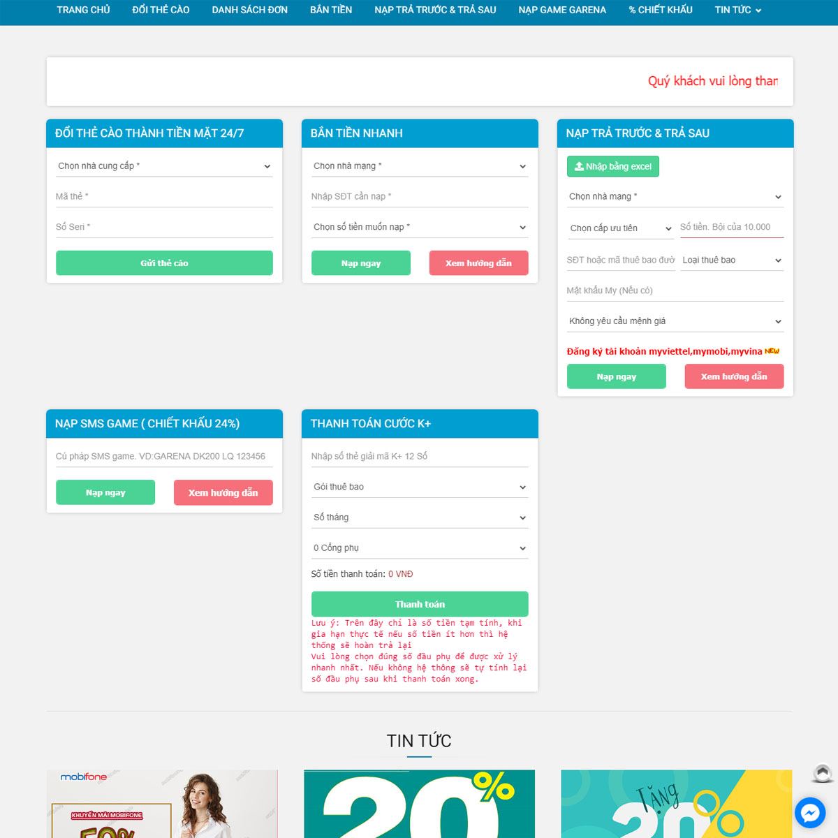 Thiết kế website Trùm Thẻ Cào