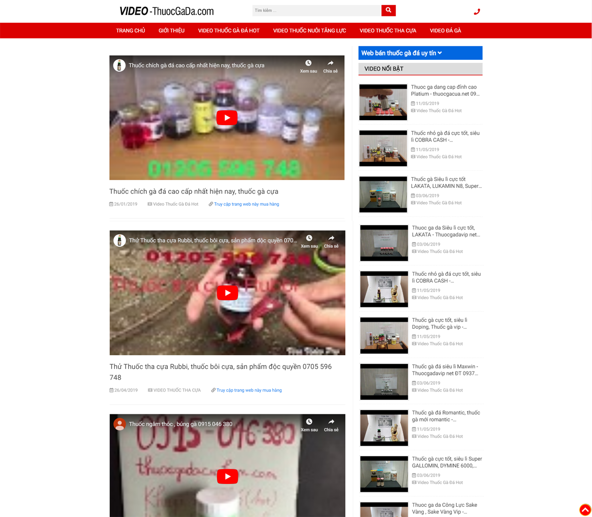 Thiết kế website Video Thuốc Gà Đá