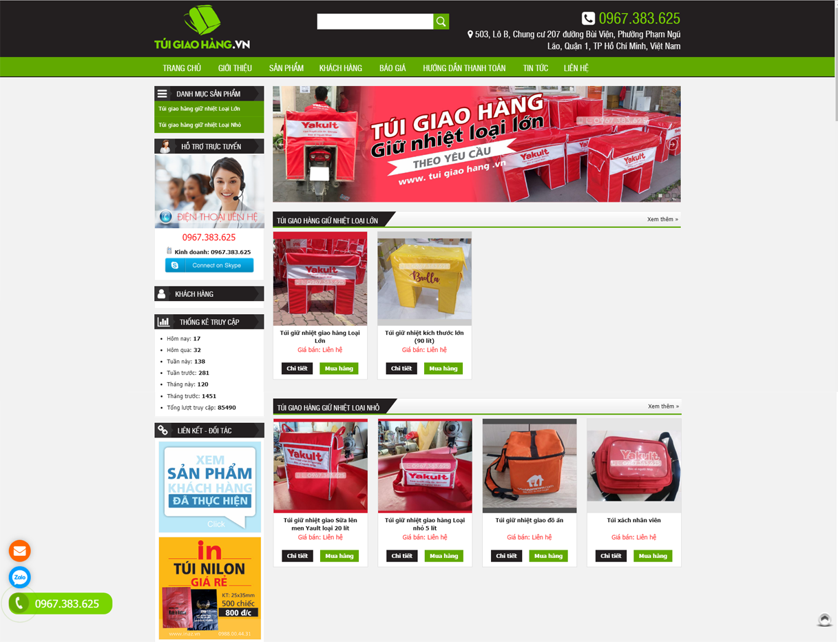 Thiết kế website Túi Giao Hàng