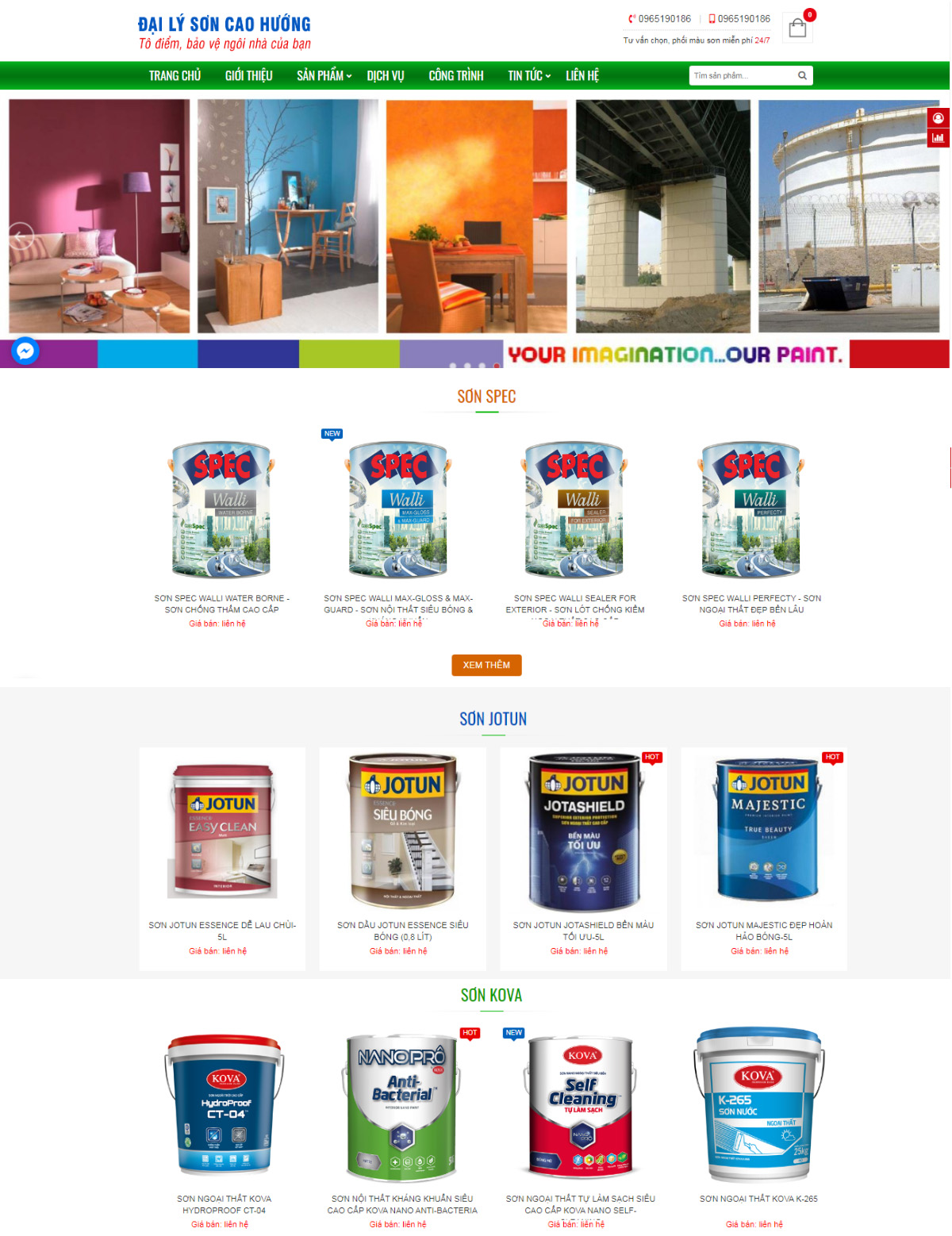 Thiết kế website Đại lý Sơn Cao Hướng