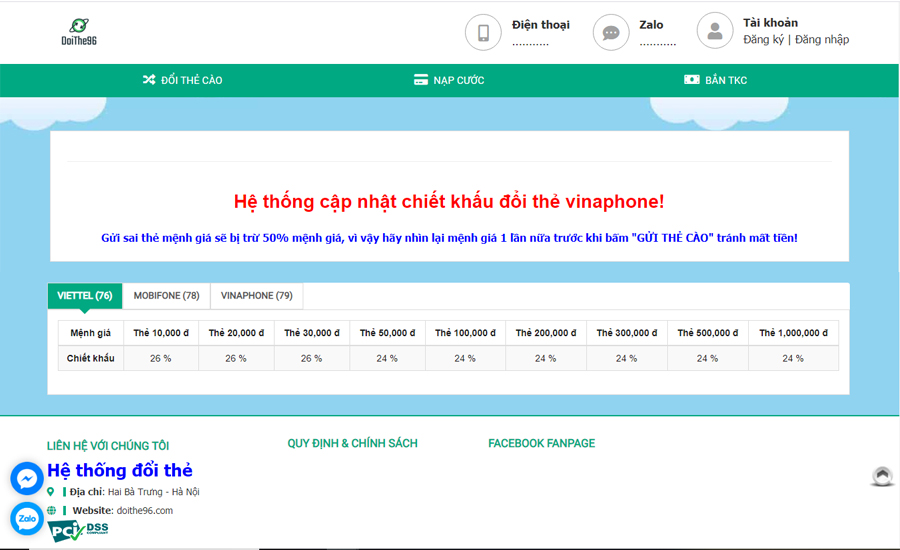 Thiết kế website Đổi Thẻ 96