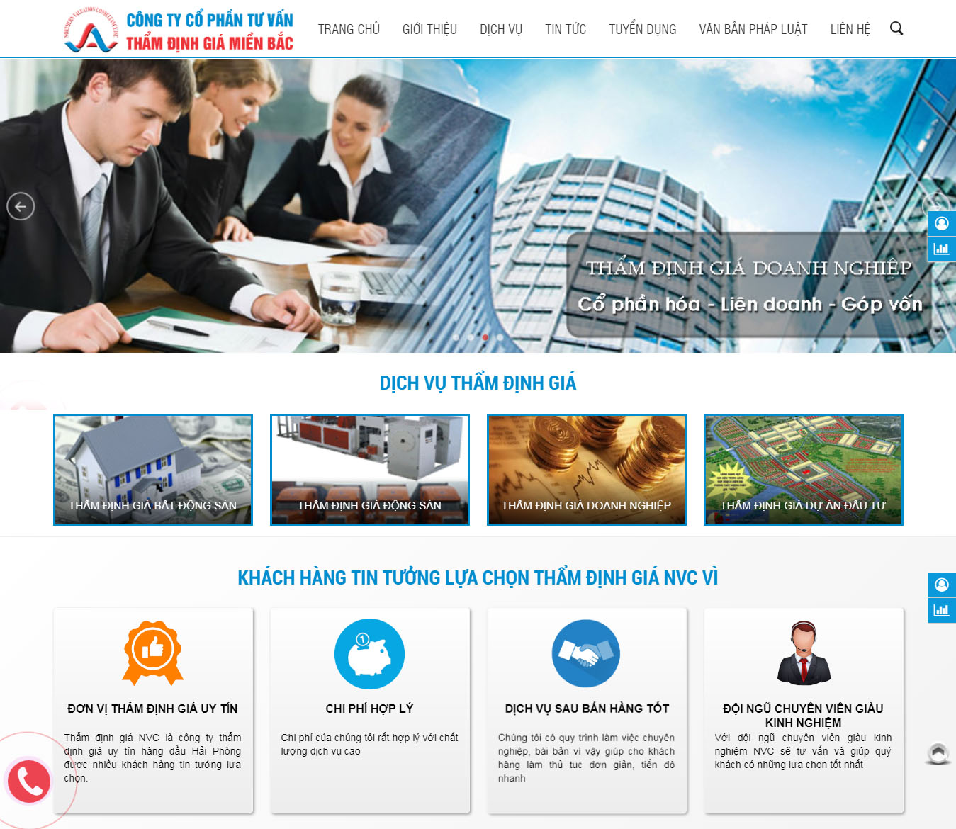 Thiết kế lại website Công ty Thẩm Định Giá Miền Bắc