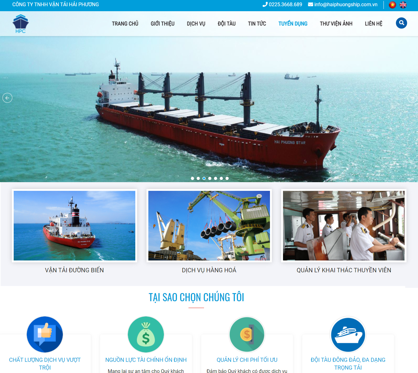 Thiết kế lại web Công ty Vận Tải Hải Phương