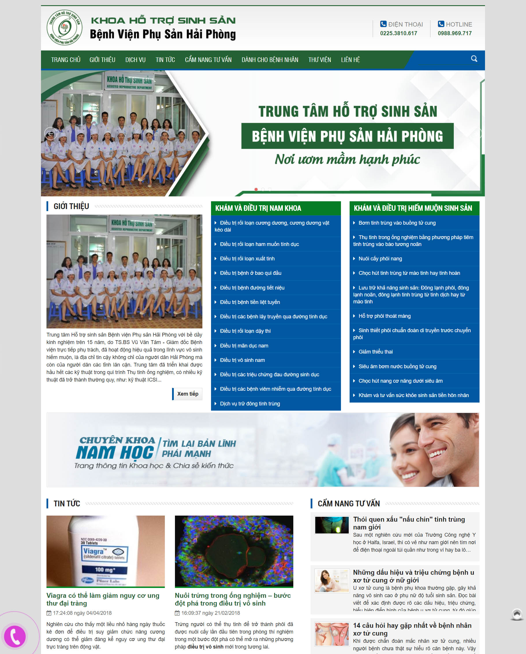 Thiết kế web Khoa Hỗ Trợ Sinh Sản Bệnh Viện Phụ Sản Hải Phòng