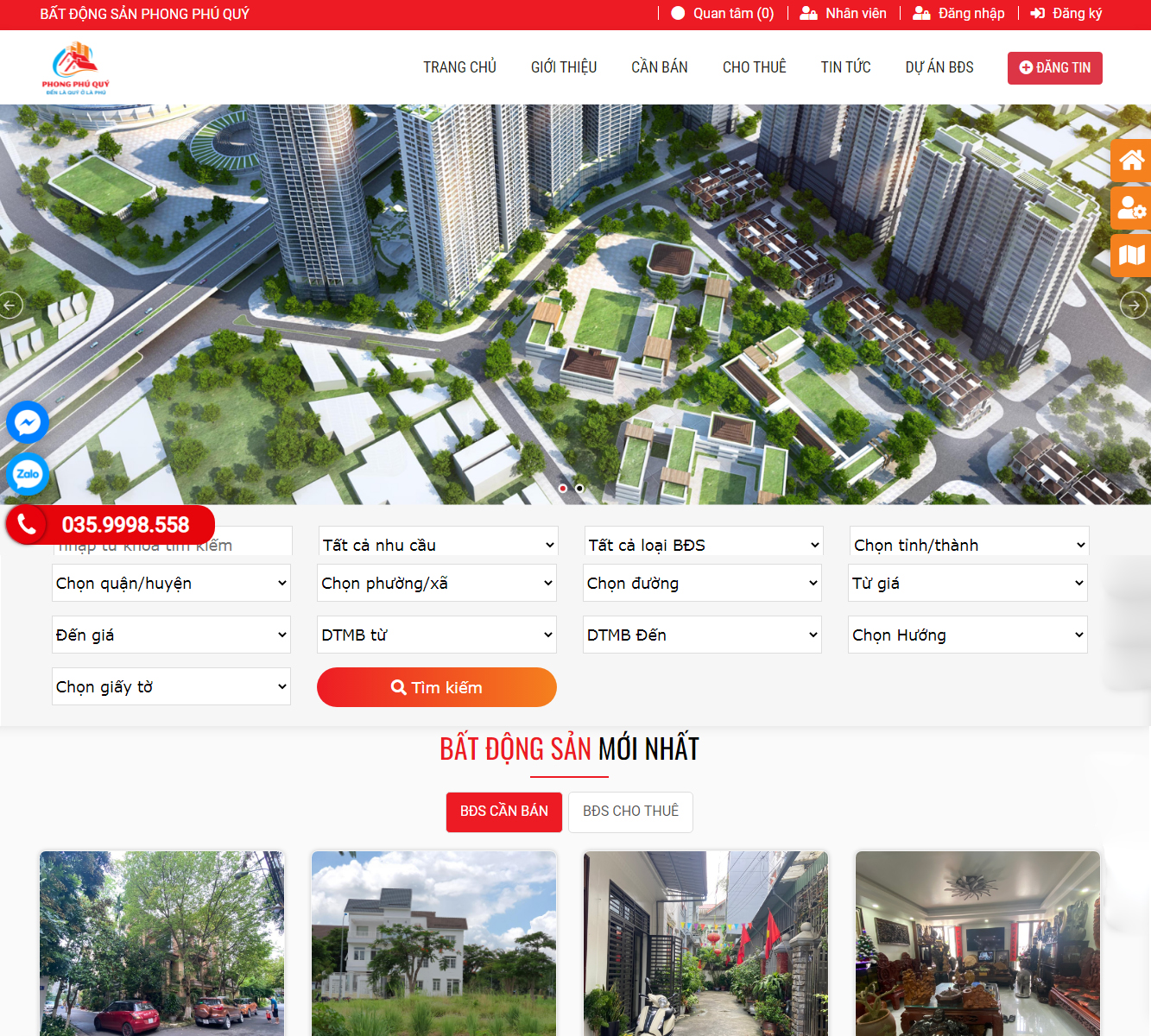 Thiết kế web Bất Động Sản Phong Phú Quý