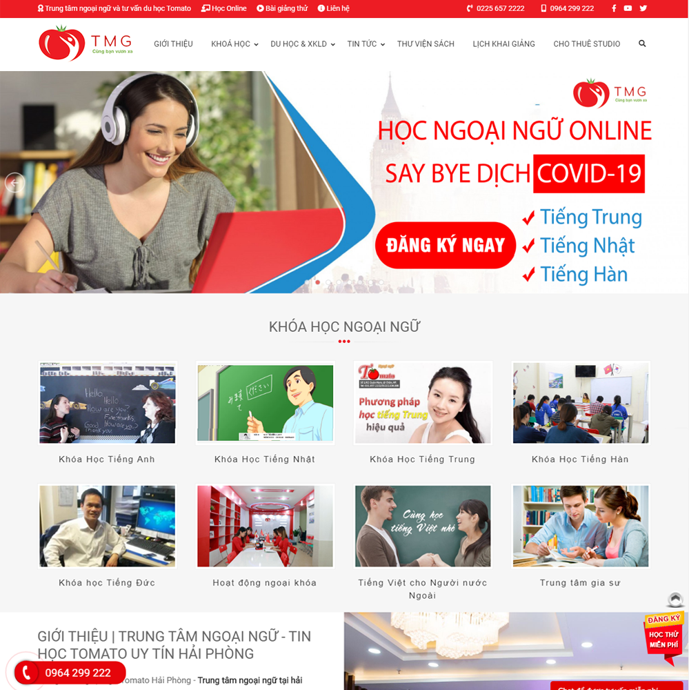 Thiết kế lại web Trung Tâm Ngoại Ngữ Tomato