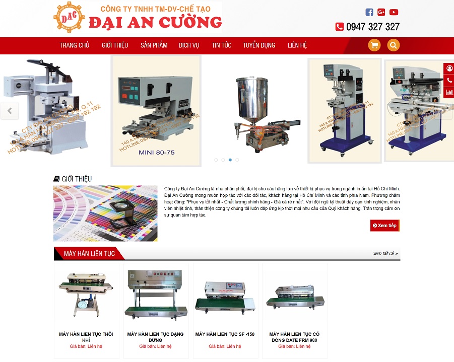 Thiết kế website Công ty TNHH Thương mại Dịch vụ Chế tạo Đại An Cường