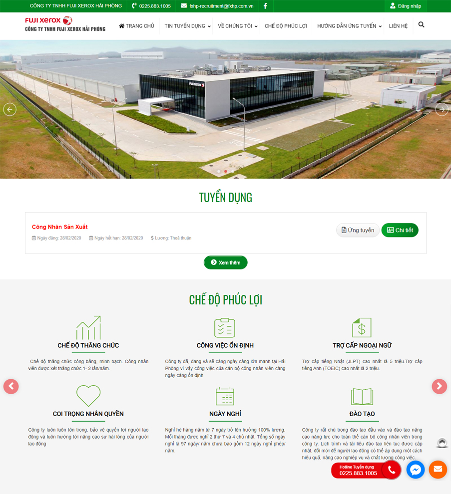 Thiết kế website Tuyển Dụng Fuji Xerox Hải Phòng