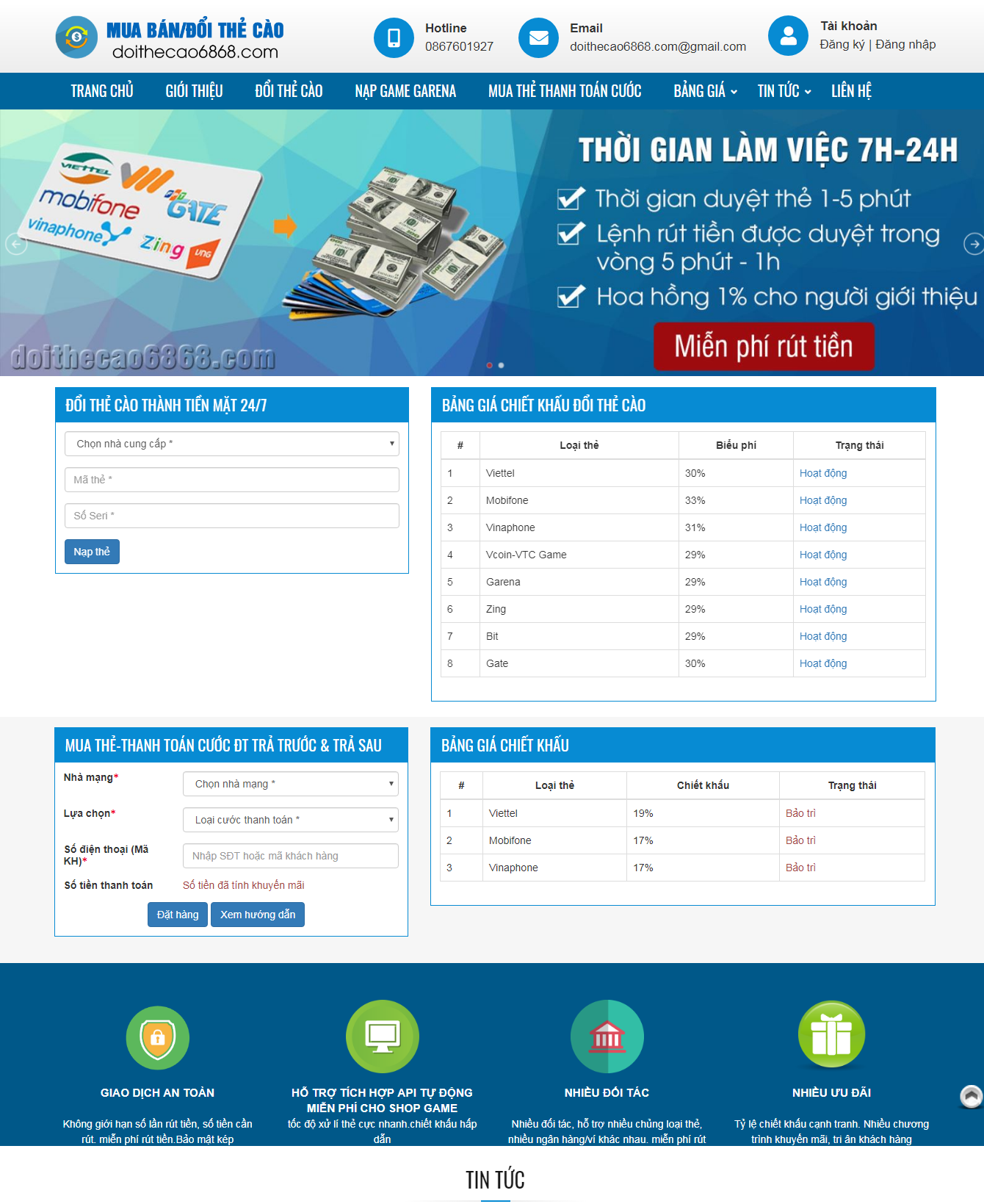 Thiết kế web Đổi Thẻ Cào 6868
