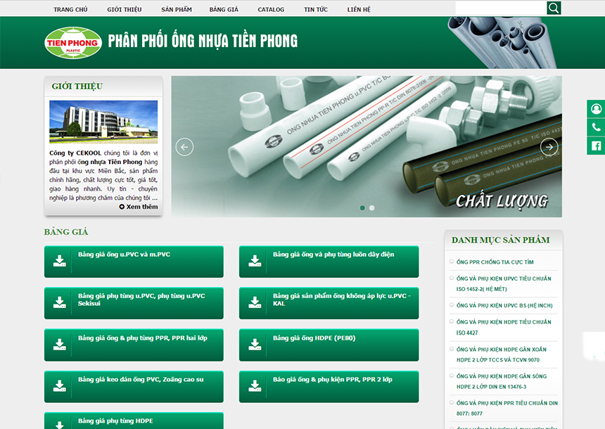 Thiết kế web Công ty TNHH CEKOOL - Phân phối Nhựa Tiền Phong