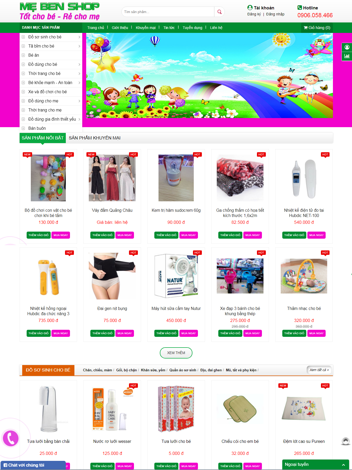 Thiết kế website Shop Mẹ Ben