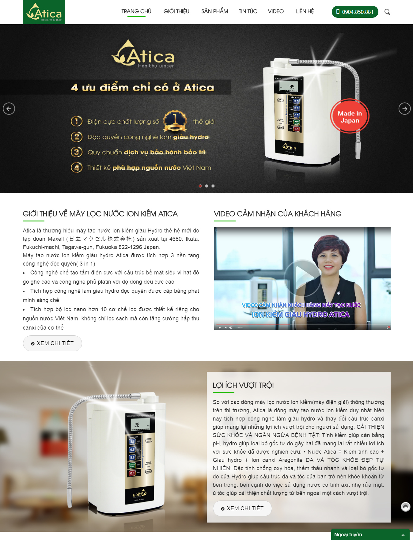 Thiết kế web Máy Lọc Nước Ion Kiềm Atica Hải Phòng