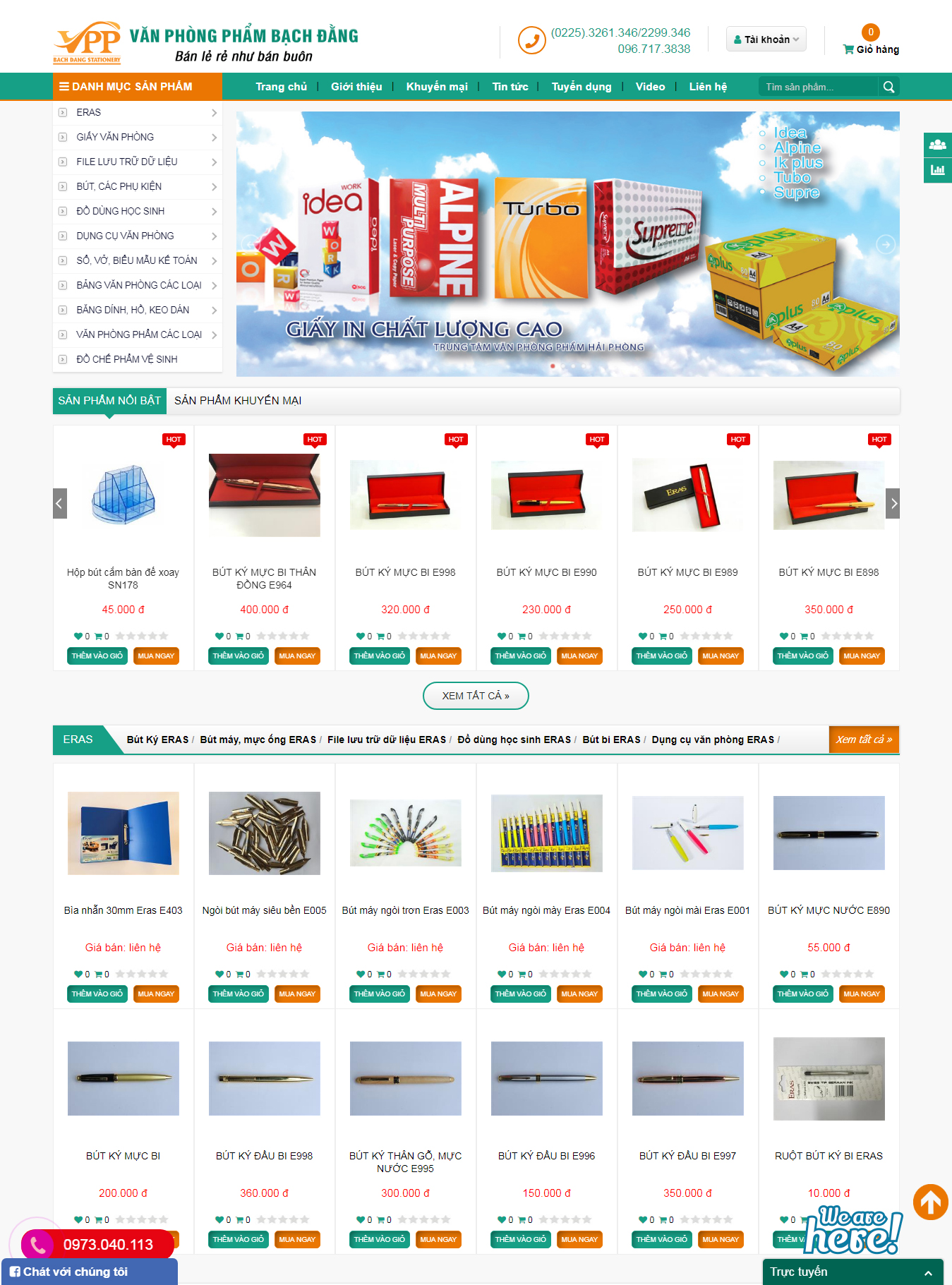 Thiết kế website Công Ty Văn Phòng Phẩm Bạch Đằng Hải Phòng