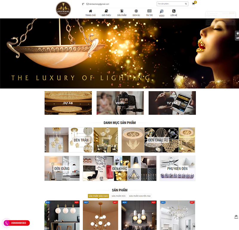 Thiết kế web Đèn Bảo Trang