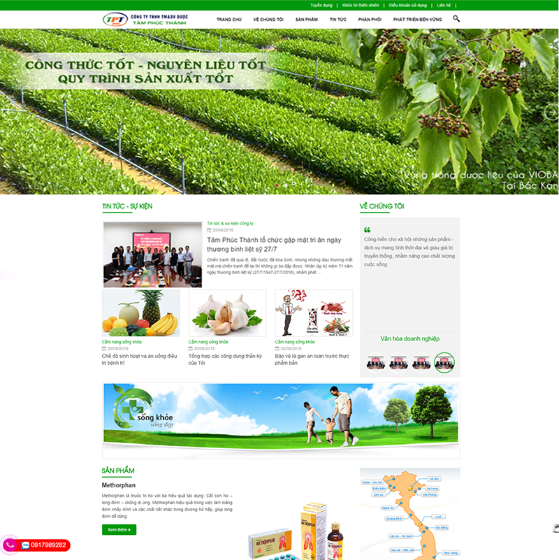Thiết kế website Công ty Dược Tâm Phúc Thành