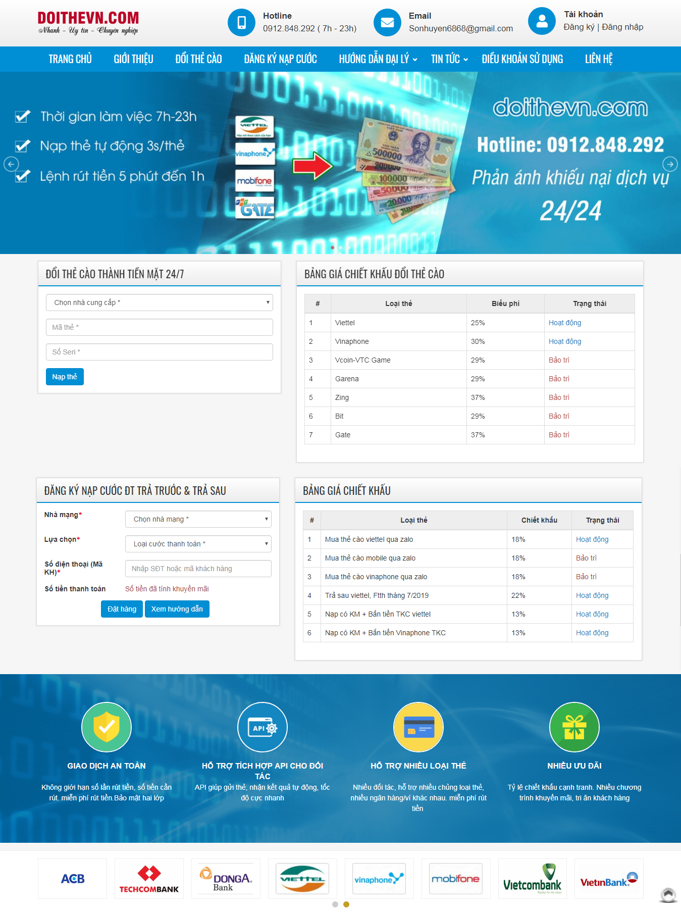 Thiết kế web Đổi Thẻ Cào doithevn