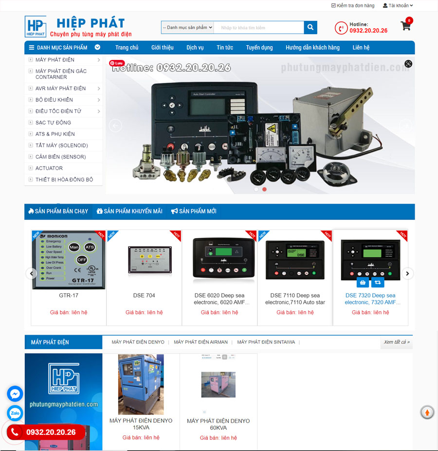Thiết kế lại website Phụ Tùng Máy Phát Điện