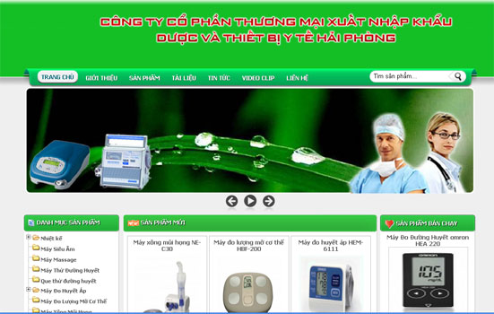 Thiết kế web Công ty Cổ phần thương mại Thương mại xuất nhập khẩu dược và thiết bị y tế Hải Phòng