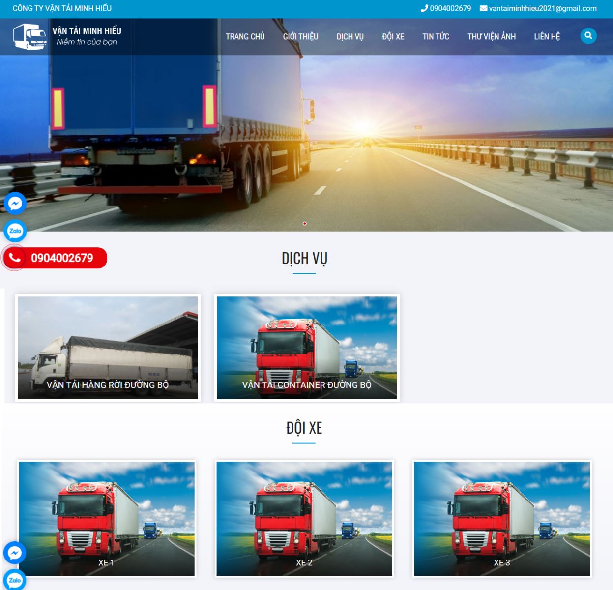 Thiết kế web Công ty Vận Tải Minh Hiếu