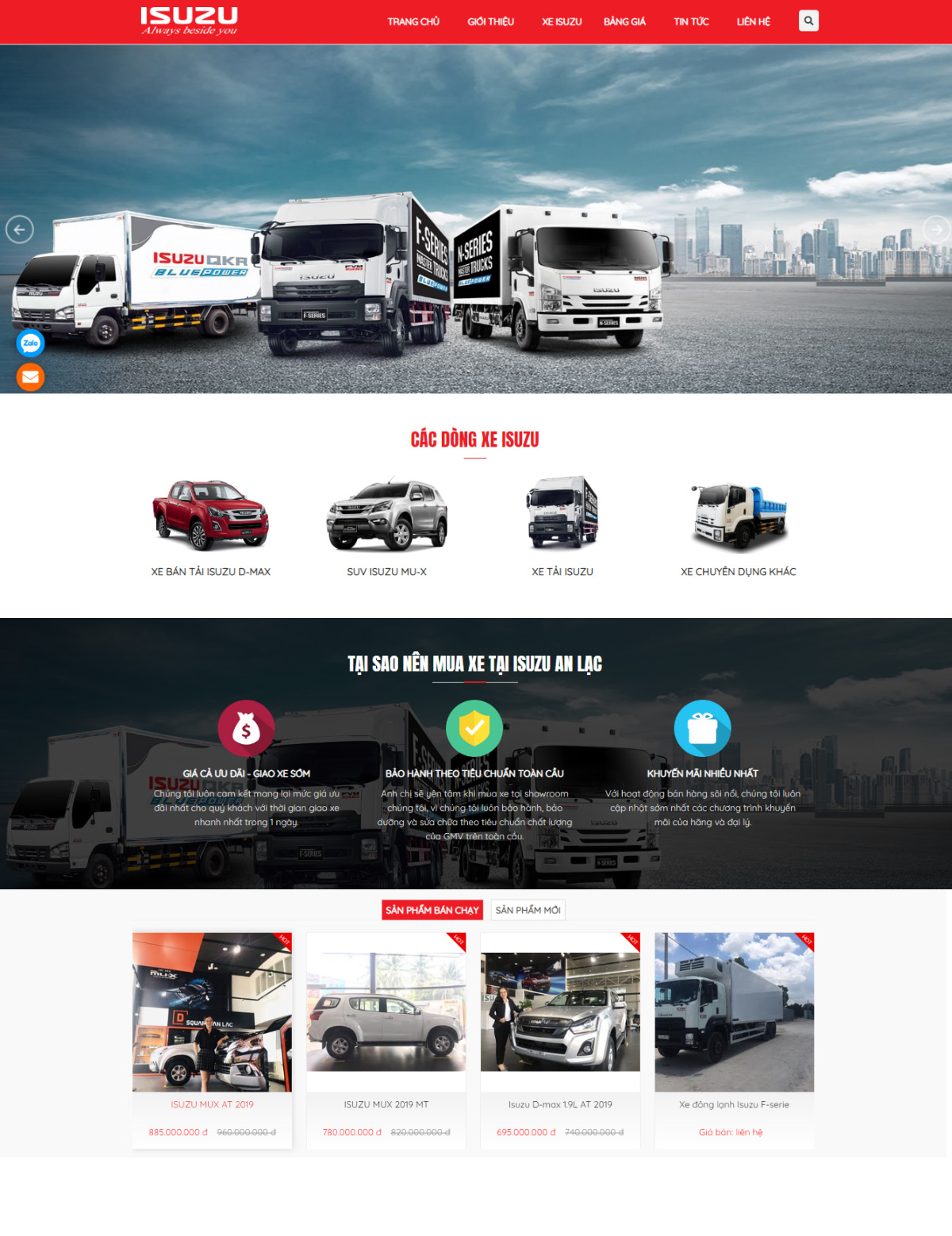 Thiết kế website Showroom Ô tô Isuzu An Lạc