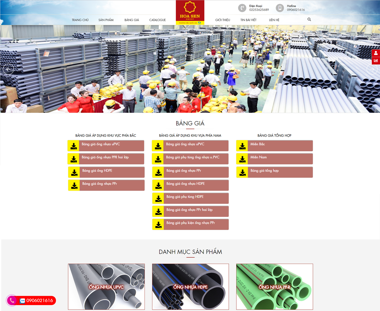 Thiết kế web Phân Phối Ống Nhựa Hoa Sen