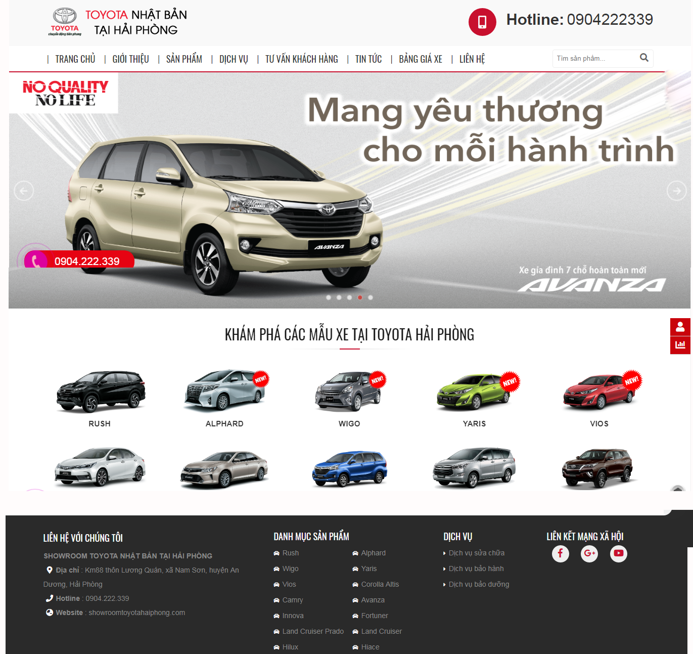 Thiết kế website Showroom Ô tô Toyota Nankai Hải Phòng