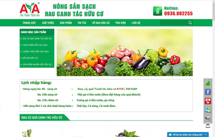 Thiết kế web Rau Sạch ATTA