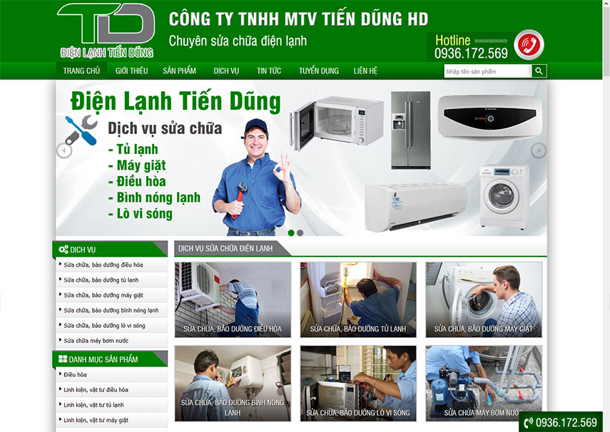 Thiết kế website Điện Lạnh Tiến Dũng Hải Dương