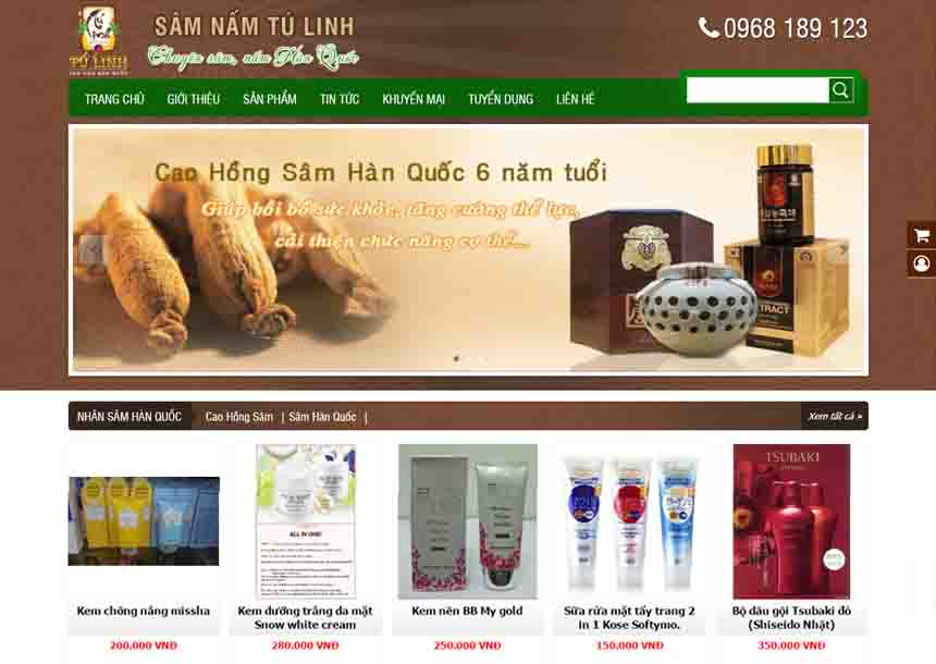 Thiết kế web Sâm Nấm Tú Linh