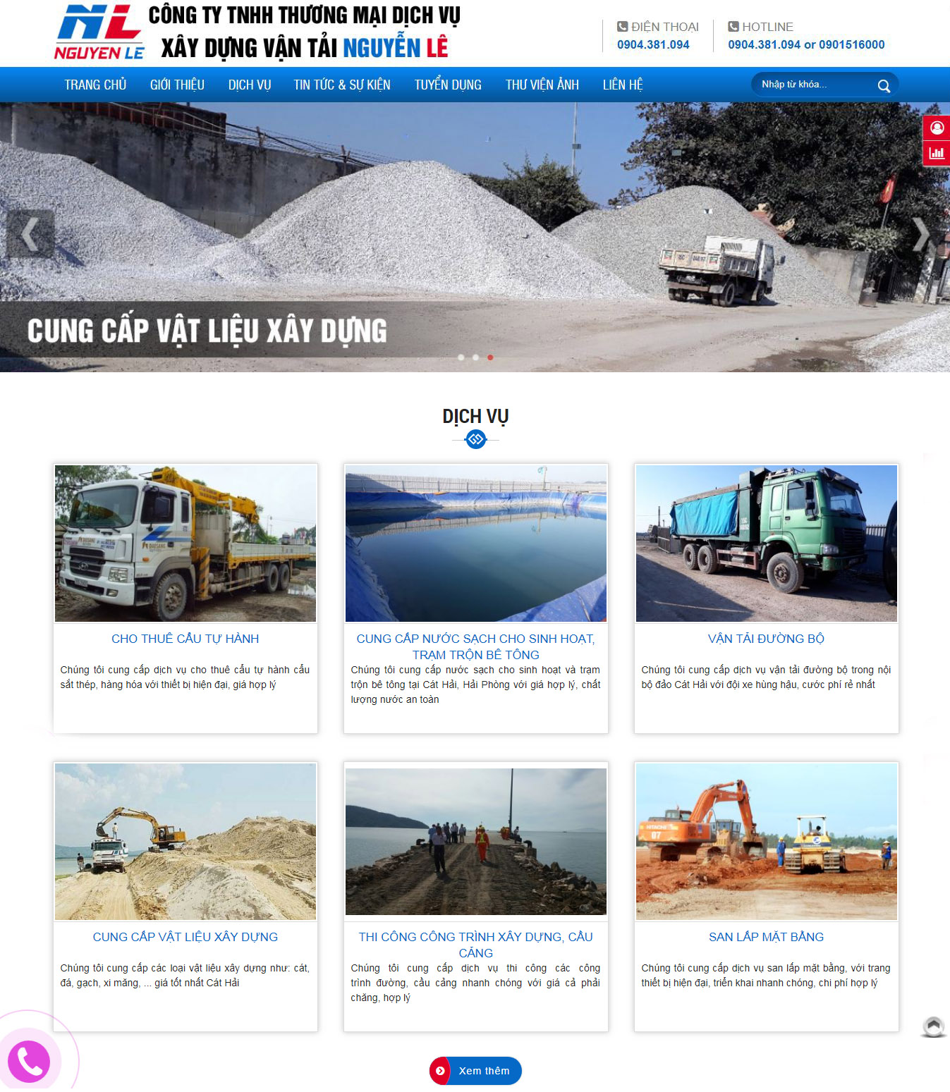 Thiết kế website Công ty Xây Dựng Vận Tải Nguyễn Lê