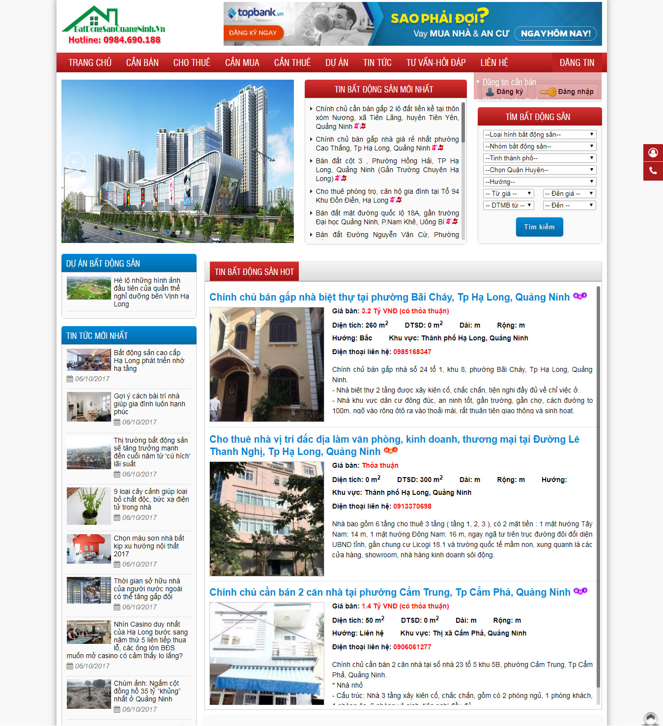Thiết kế website Bất Động Sản Mr Thanh Quảng Ninh