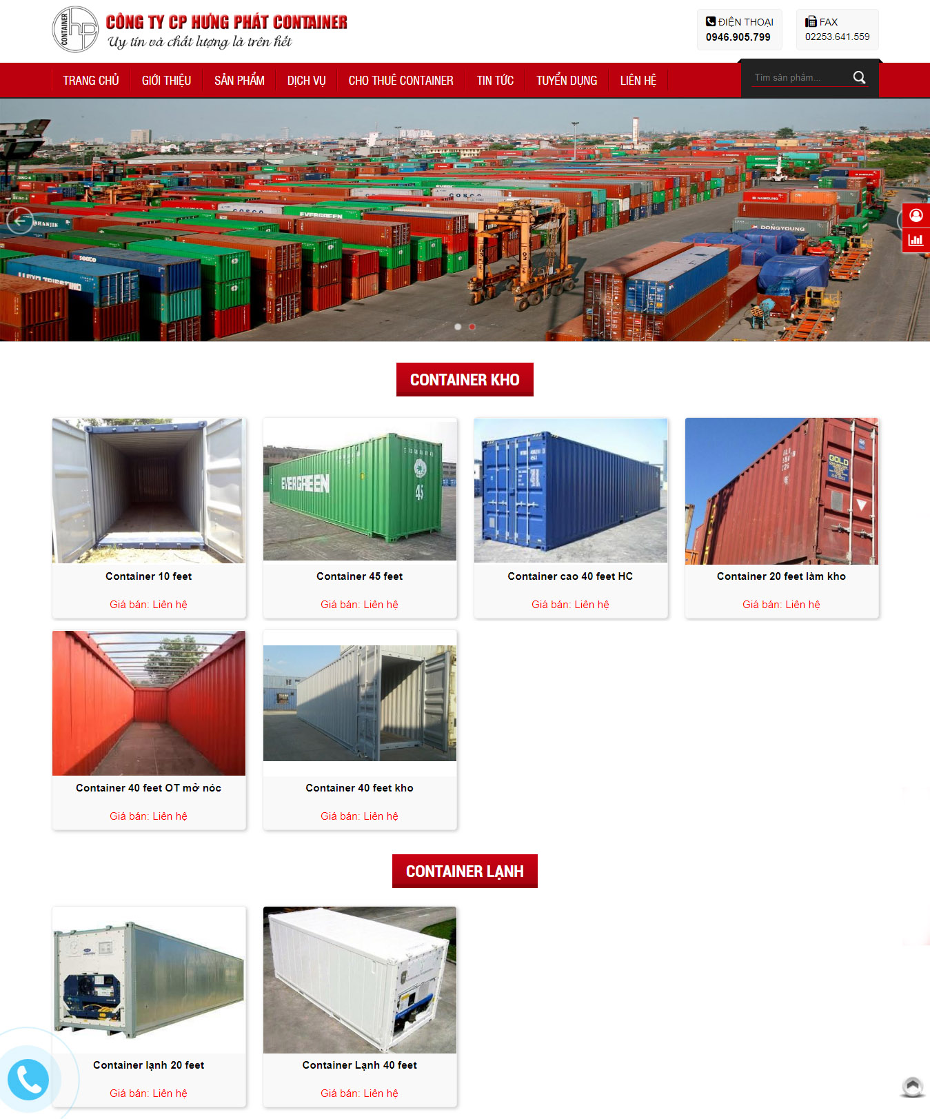 Thiết kế lại website Hưng Phát Container