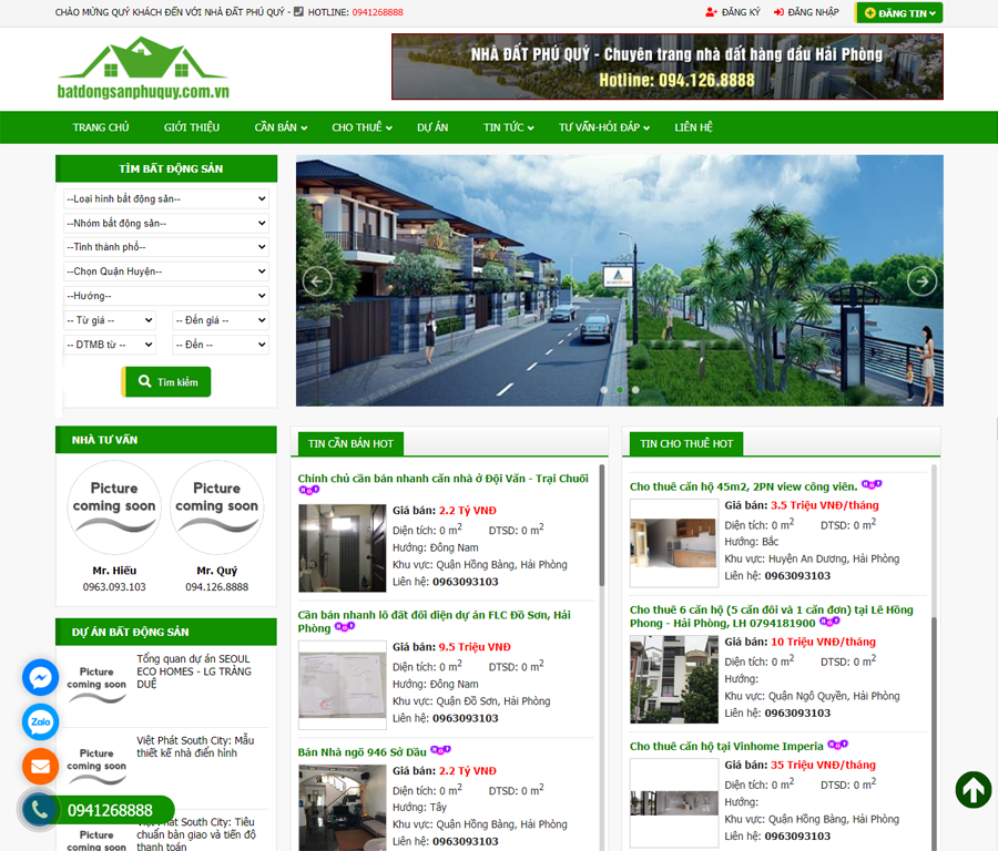 Thiết kế website Nhà Đất Phú Quý