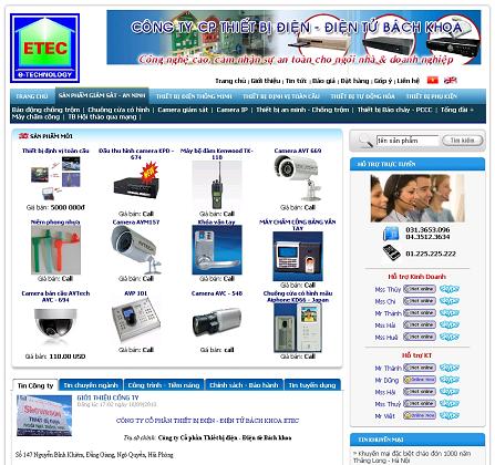 Thiết kế web Công ty Cổ Phần Thiết Bị Điện - Điện Tử Bách Khoa