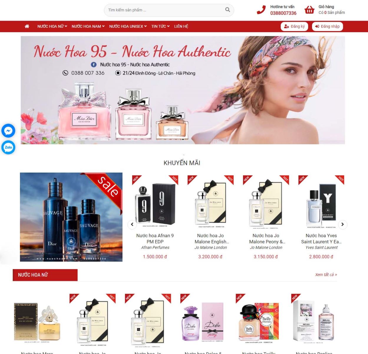 Thiết kế web Nước Hoa 95