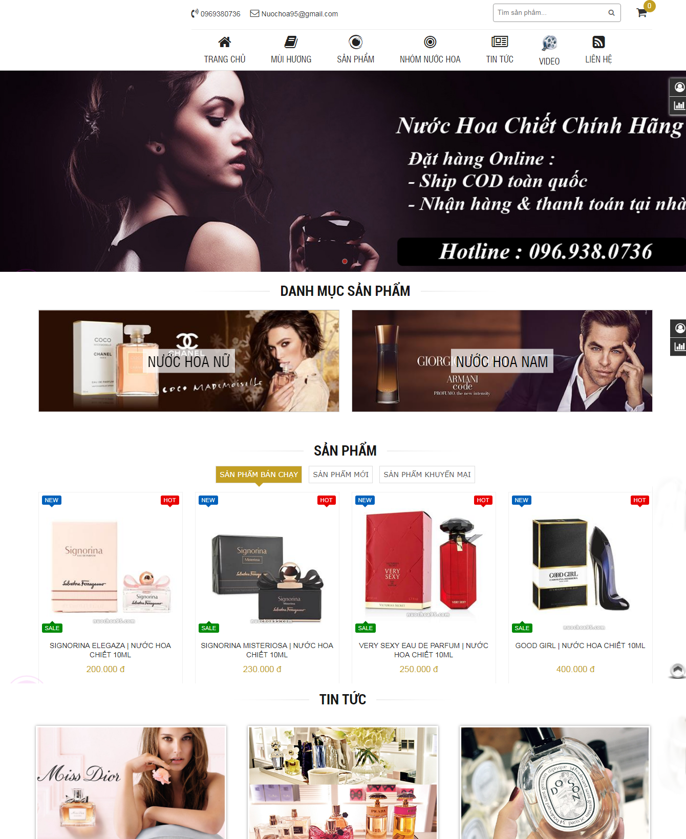 Thiết kế website Nước Hoa 95