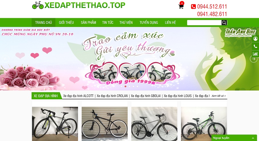 Thiết kế website Xe Đạp Thể Thao Hải Phòng