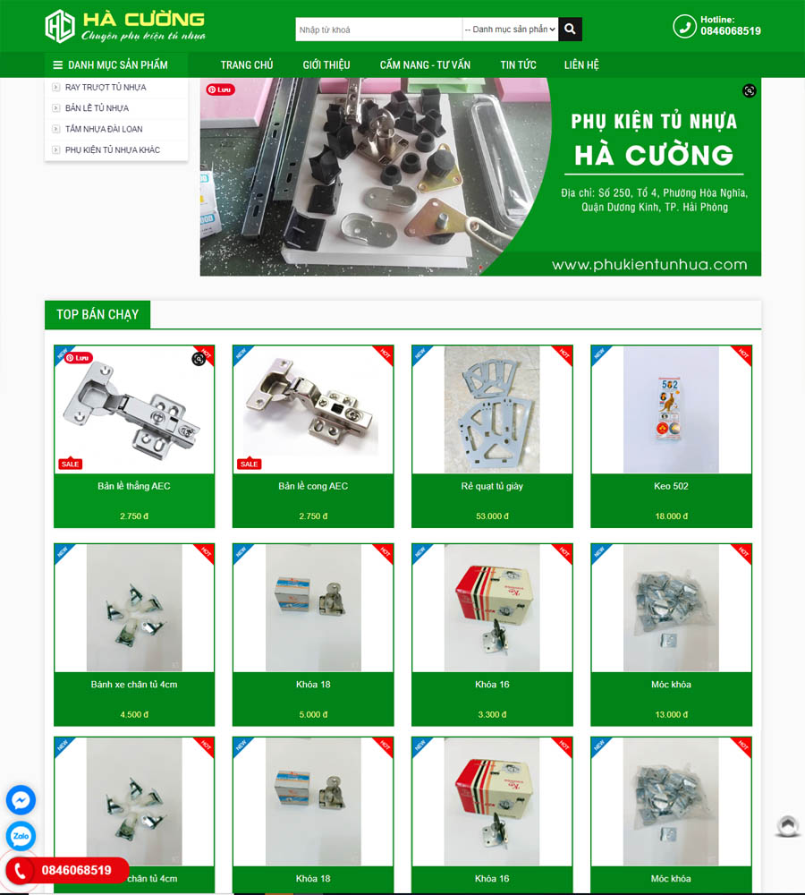 Thiết kế website Phụ Kiện Tủ Nhựa Hà Cường