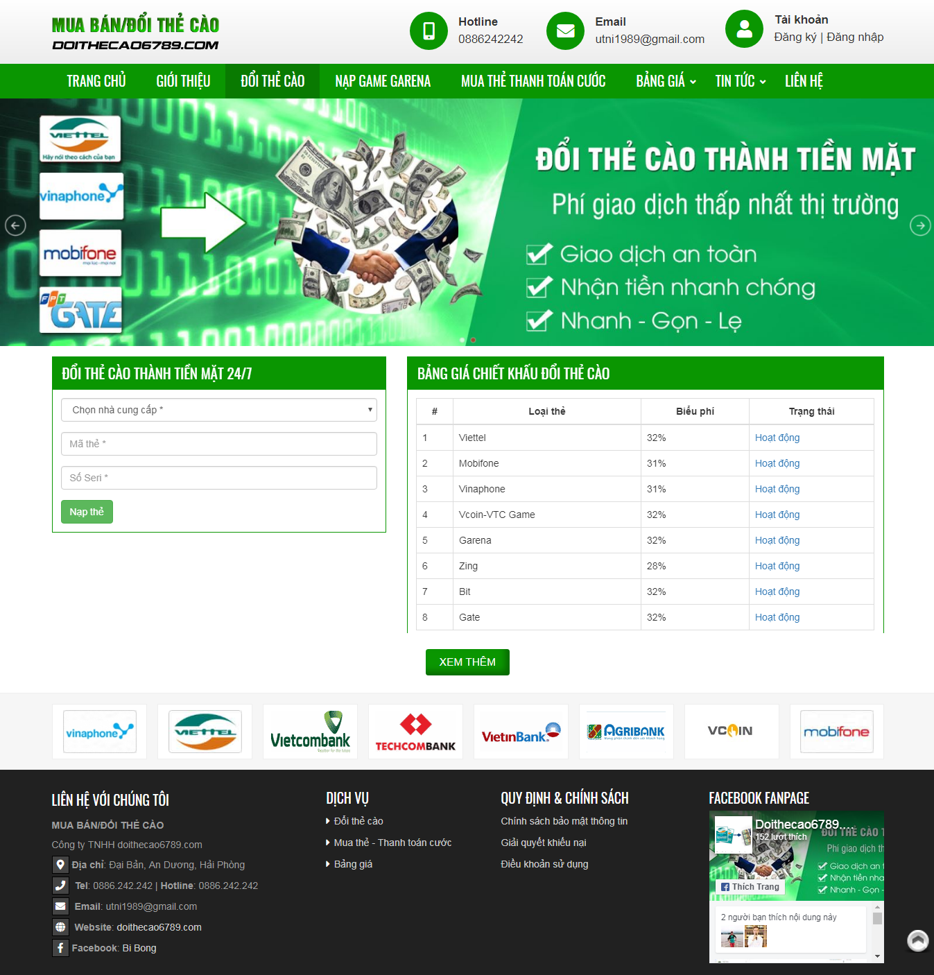 Thiết kế web Mua bán Đổi Thẻ Cào
