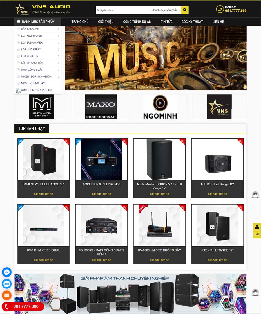 Thiết kế web Công ty Ngôi Sao Việt Nam - VNS Audio