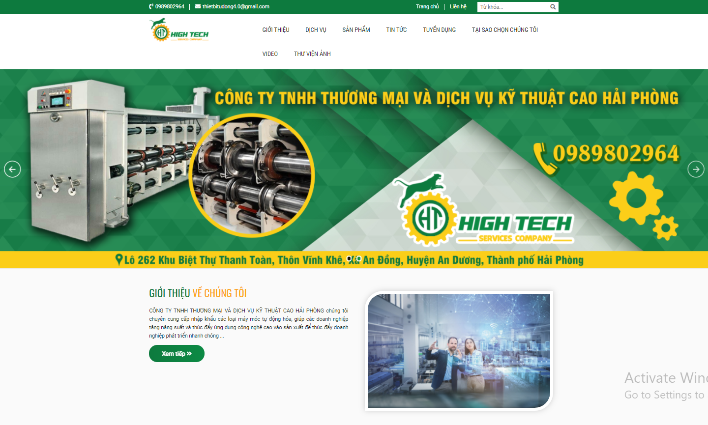 Thiết kế web Công ty Thương Mại Và Dịch Vụ Kỹ Thuật Cao Hải Phòng