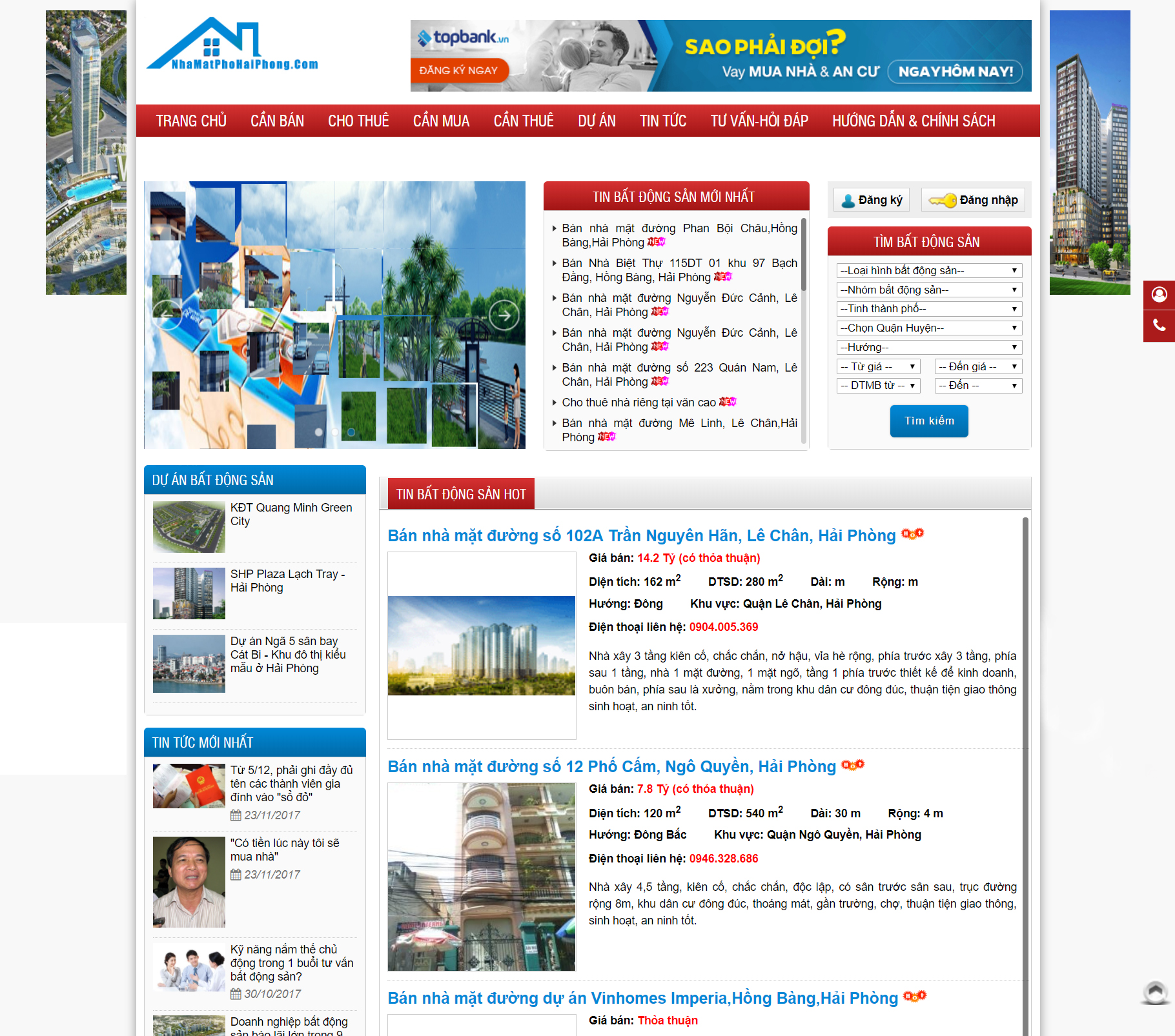Thiết kế website Bất Động Sản Nhà Mặt Phố Hải Phòng