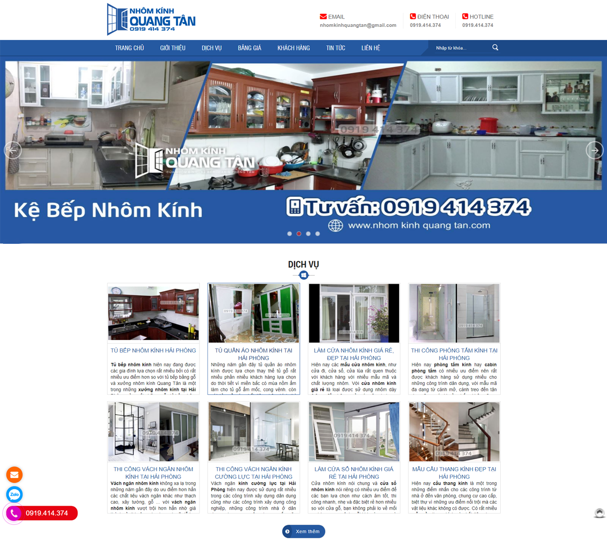 Thiết kế web Nhôm Kính Quang Tân