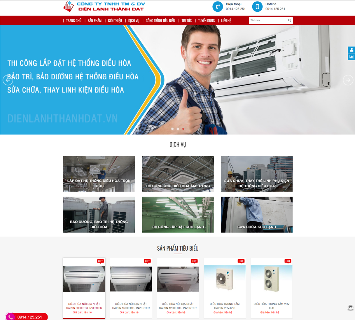 Thiết kế website Điện Lạnh Thành Đạt