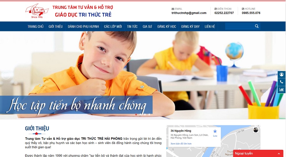 Thiết kế web Trung tâm tư vấn & hỗ trợ giáo dục Tri Thức Trẻ