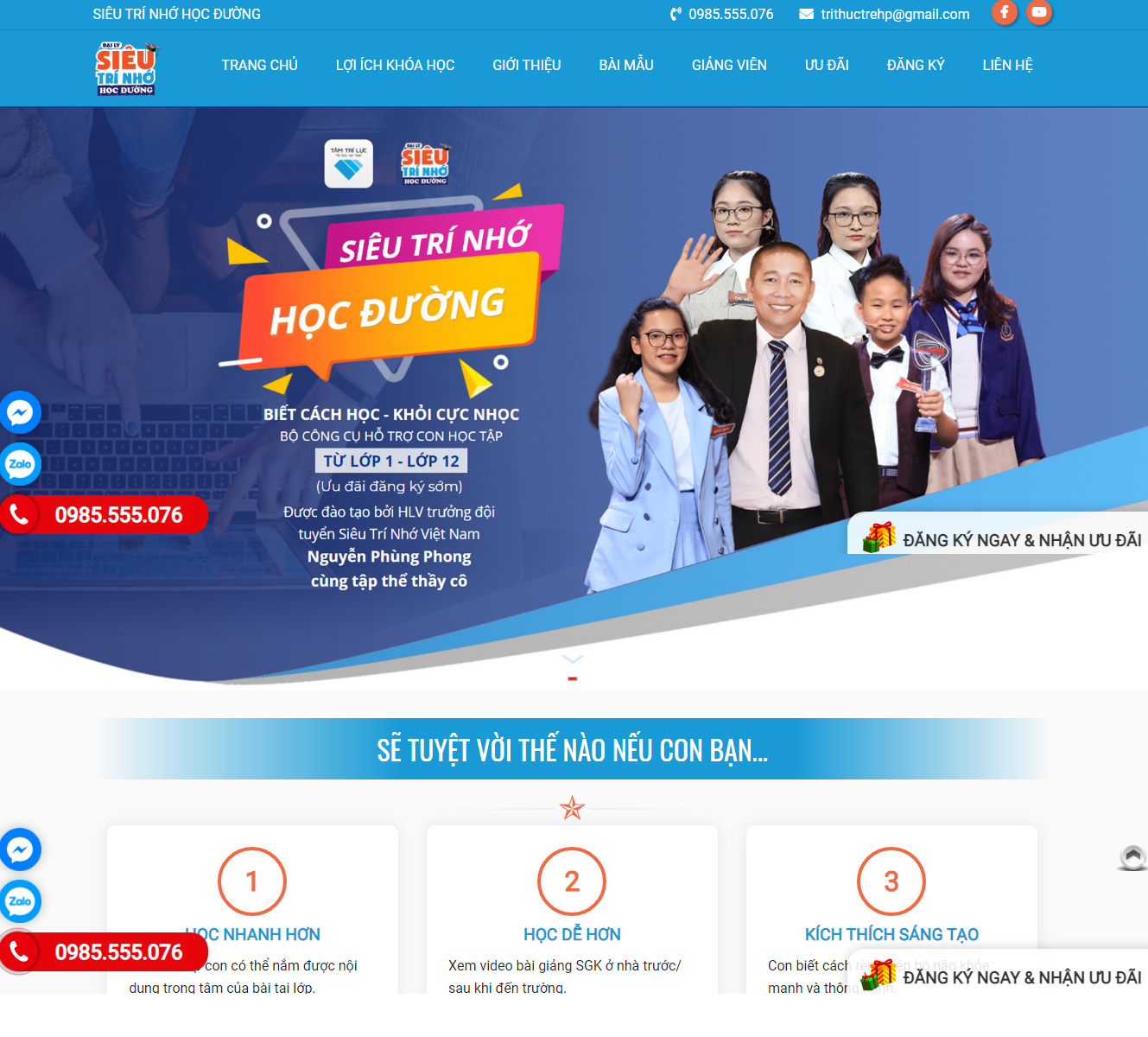 Thiết kế Landing Page Siêu Trí Nhớ Học Đường