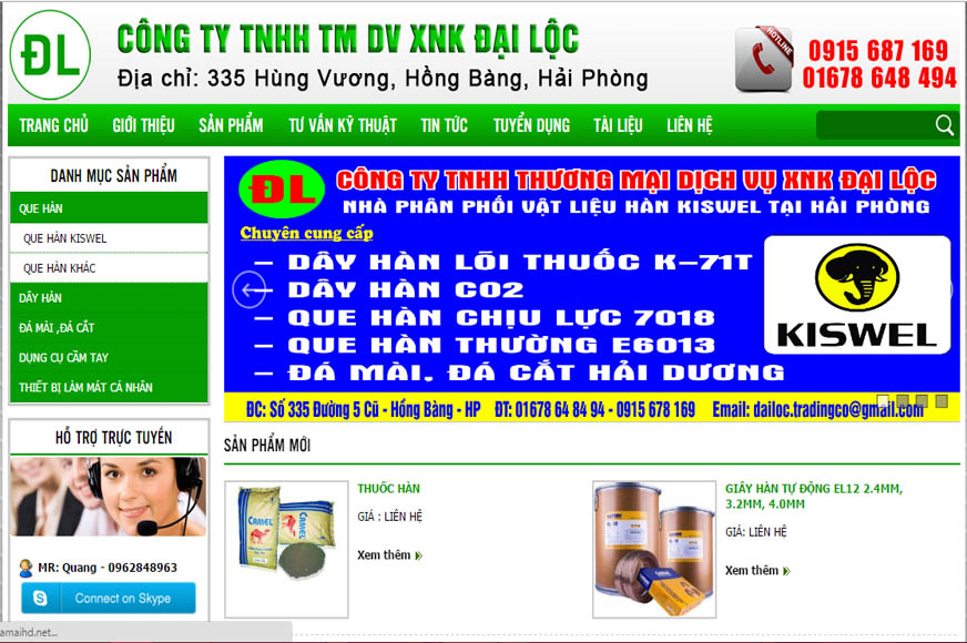Thiết kế website và Quảng cáo Google Công ty Thương Mại Dịch Vụ XNK Đại Lộc
