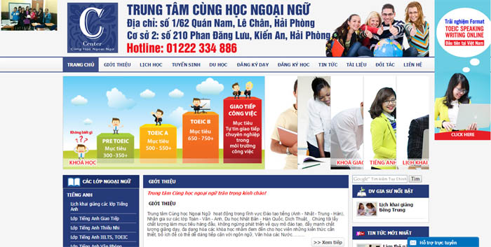 Thiết kế website Trung tâm Cùng Học Ngoại Ngữ