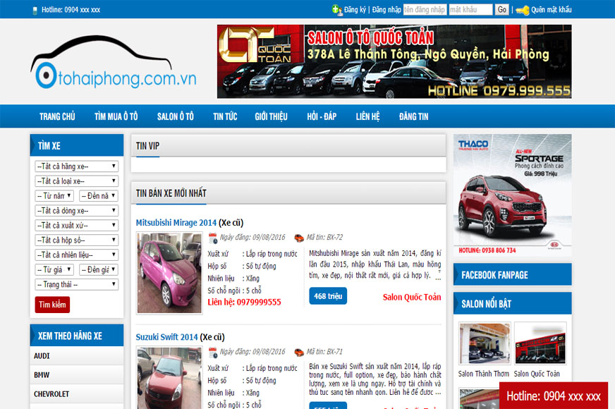 Thiết kế web mua bán Ô tô Hải Phòng