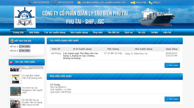 Thiết kế web Công Ty Cổ Phần Quản Lý Tàu Biển Phú Tài
